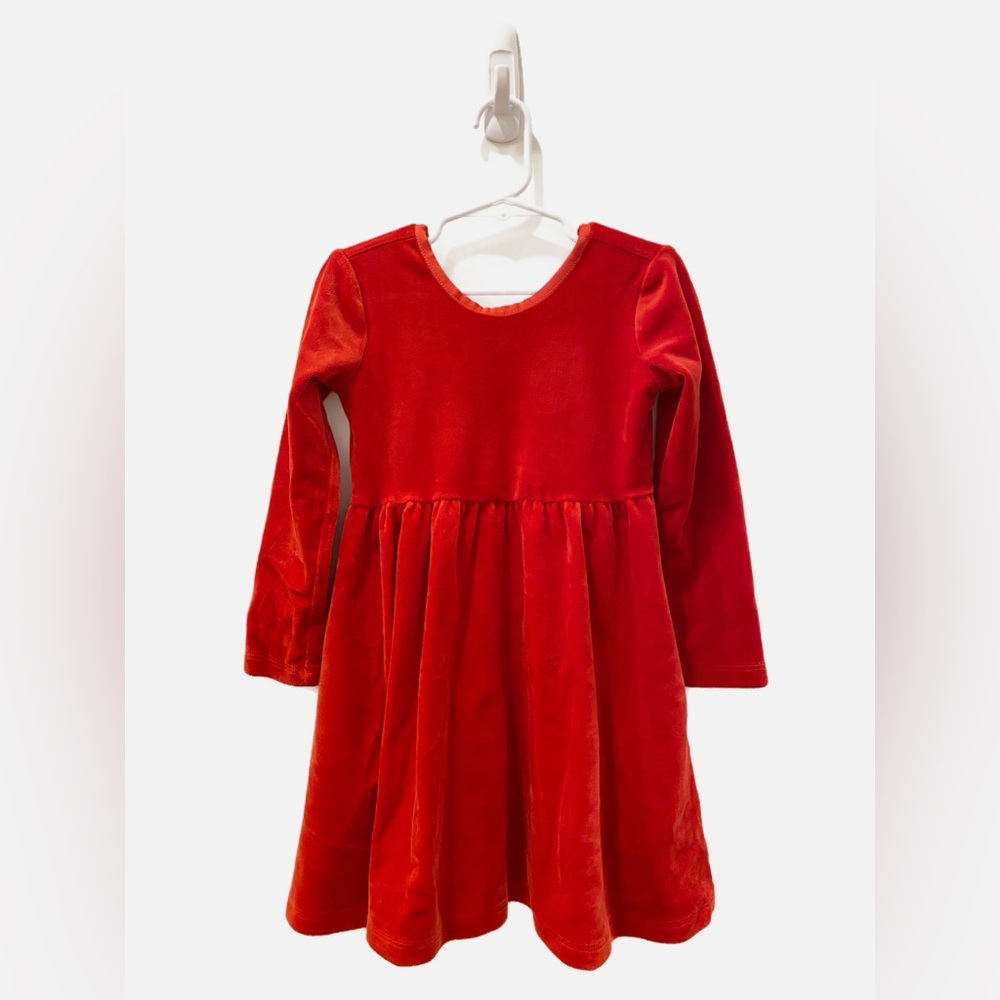 Hanna Andersson Velour Super Soft Skater Dress in Red - Size 4T